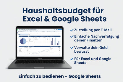 Haushaltsbudget für Excel  & Google Sheets (alle Währungen)